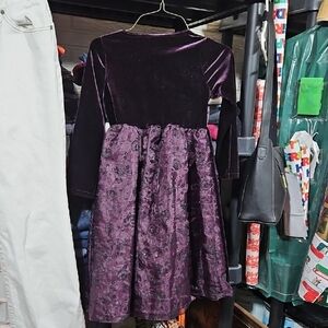 Source Unknown Girls Purple Velvet & Floral Party Dress